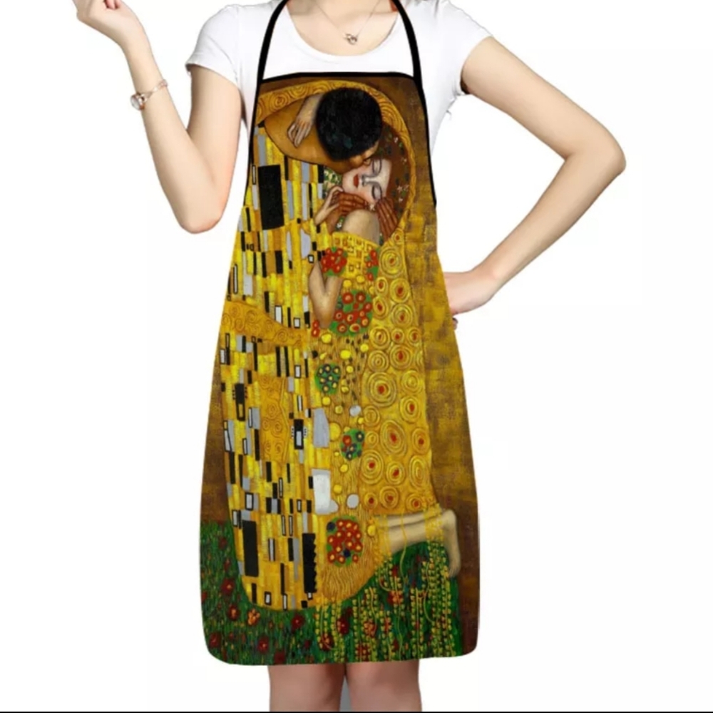 Gustav klimt "The Kiss" Oxford Fabric kitchen Apron